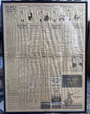 Babe Ruth 1920 Newspaper 38th Homer Yankees Chicago Examiner